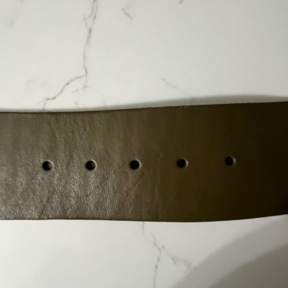 Talbots Wide Genuine Leather Olive Belt Brass and Leather Buckle Size Small - Picture 6 of 8